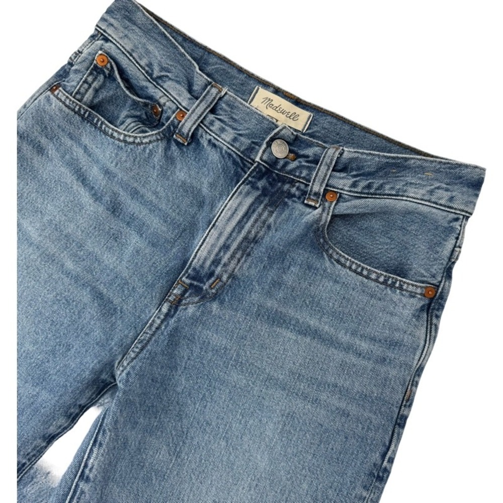 MADEWELL 25 Perfect Vintage Straight Leg Jeans Blue Raw Hem DM8008 High Rise